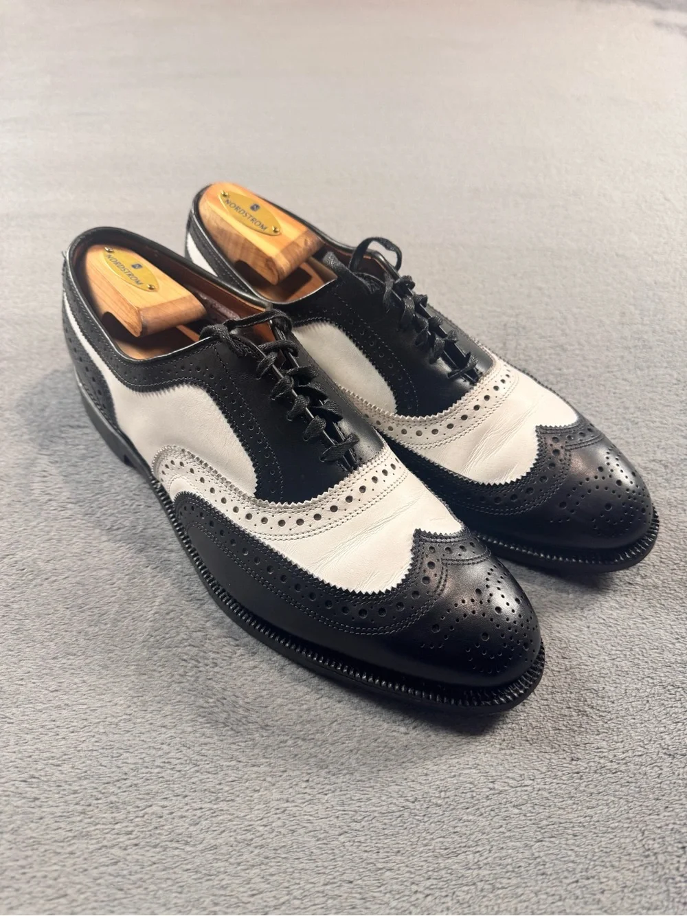 Allen Edmonds Broadstreet Two-Tone Black and White Spectator Wingtip Oxfords